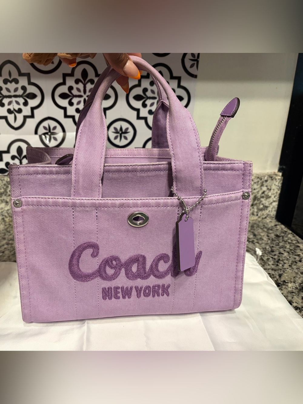 Coach Lilac Canvas Tote with Logo - Picture 10 of 10